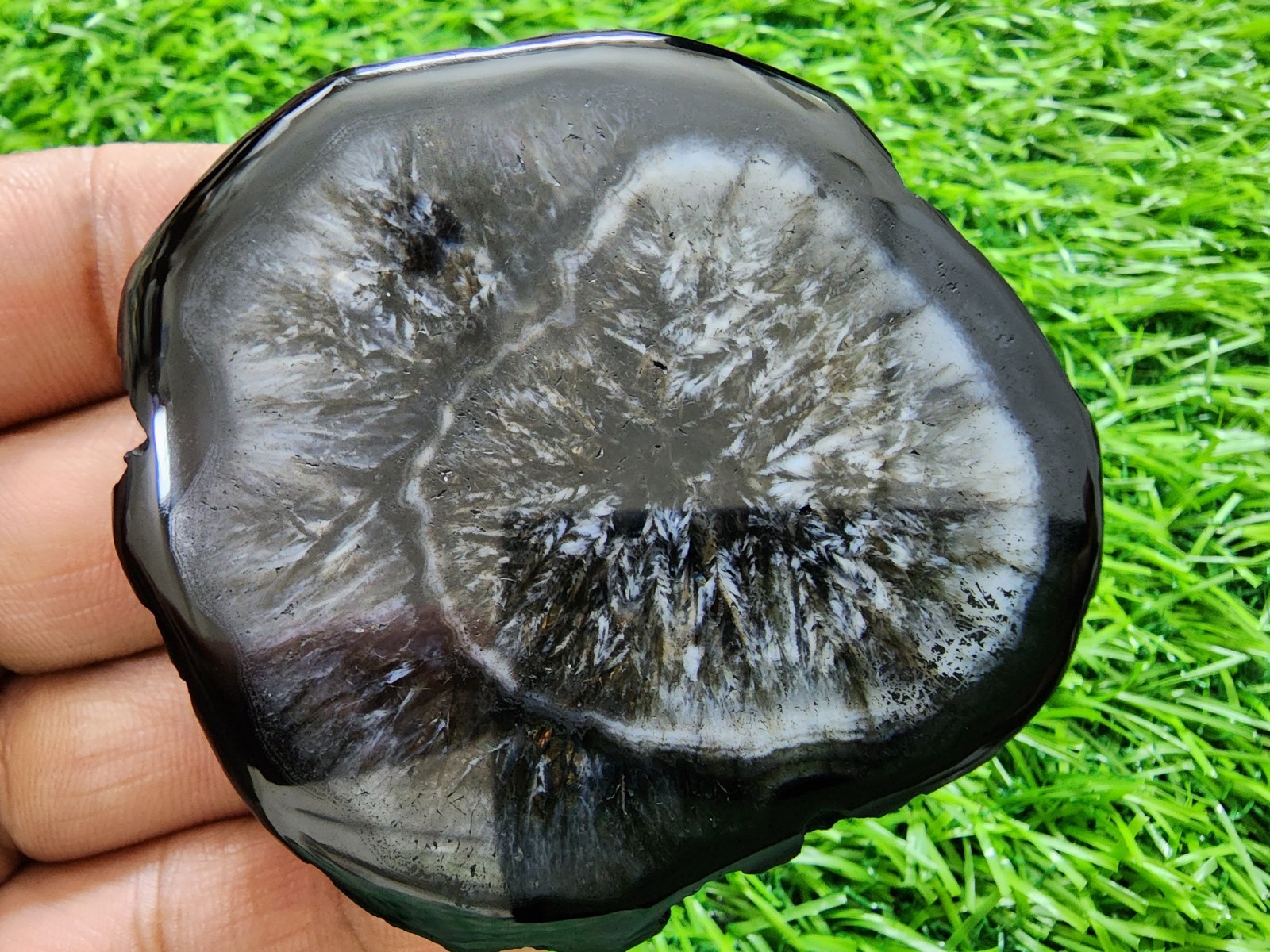 Rare Banded Slice Agate Druzy Crystal Polished 186ct Geode Slab Gemstone Jewelry