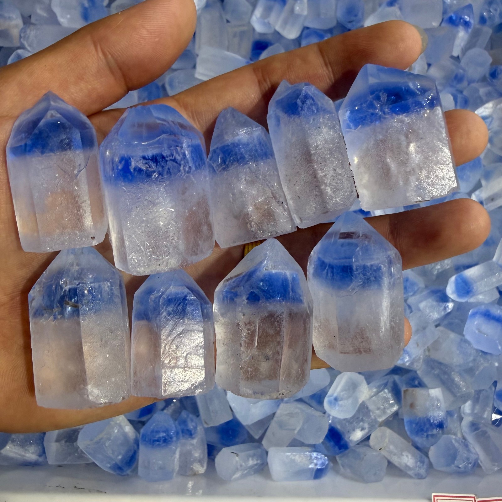 1.1LB natural Blue crystal Obelisk Healing Crystal Specimen srandom