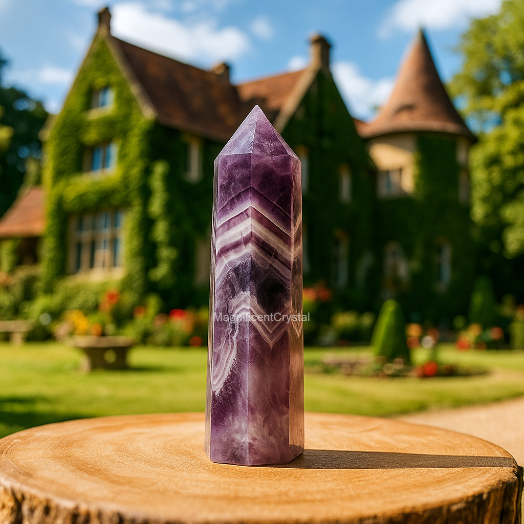 Chevron Amethyst Tower Point Amethyst Stone of Manifestation Crystal Deco Gifts