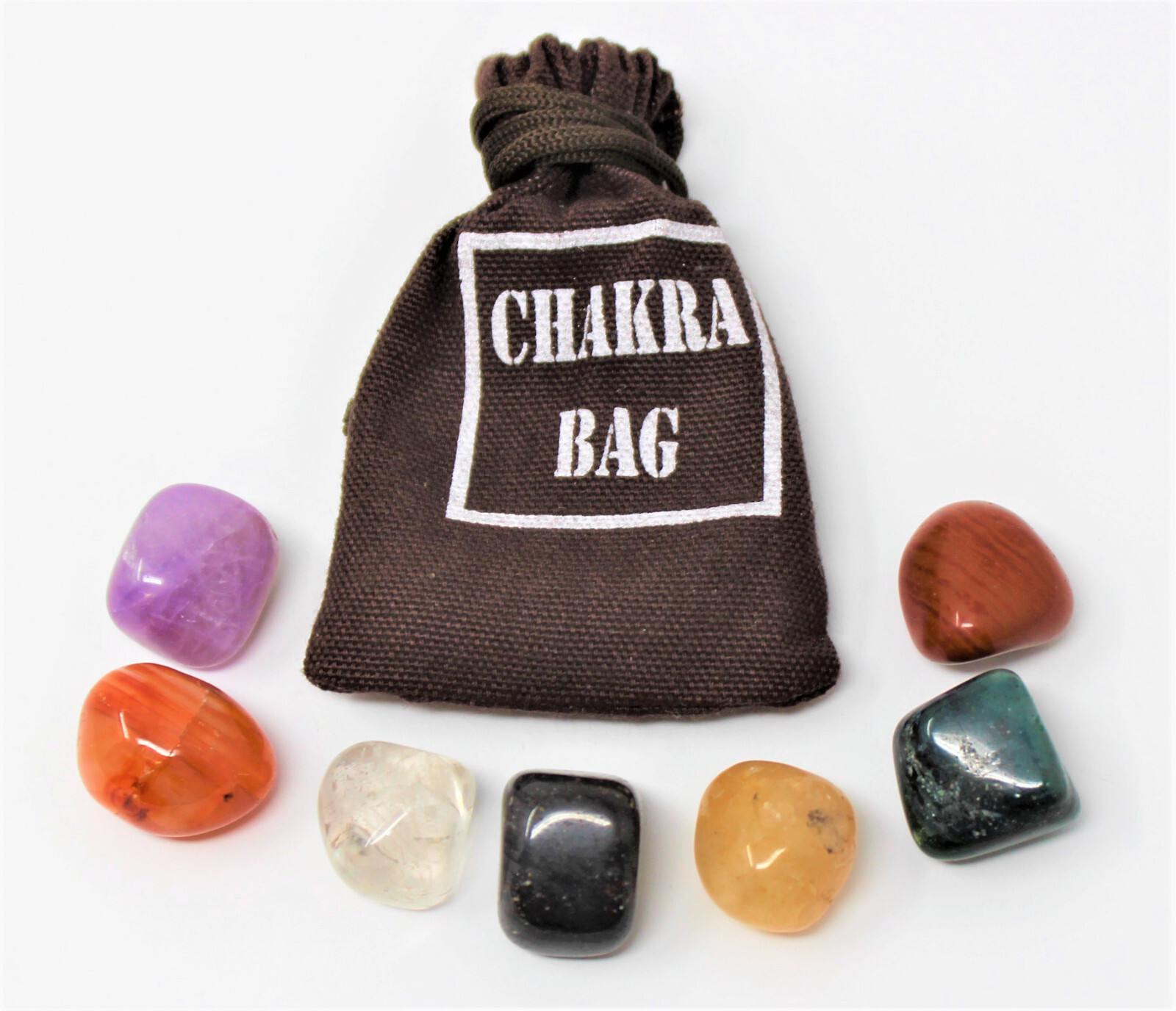 7 Chakra Tumbled Stones, Instructions & Carry Pouch (Crystal Healing Stone Set)