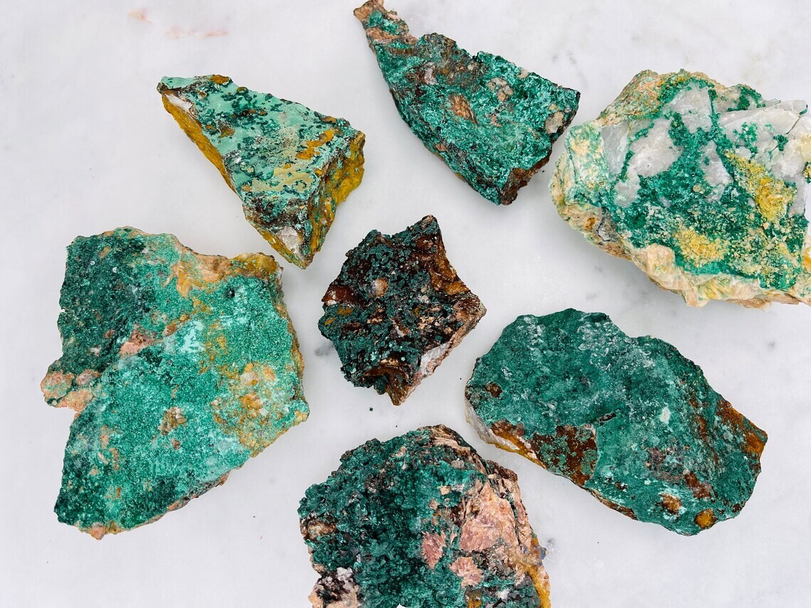 Malachite Raw Crystal Stones Specimen, Wholesale Bulk Lot