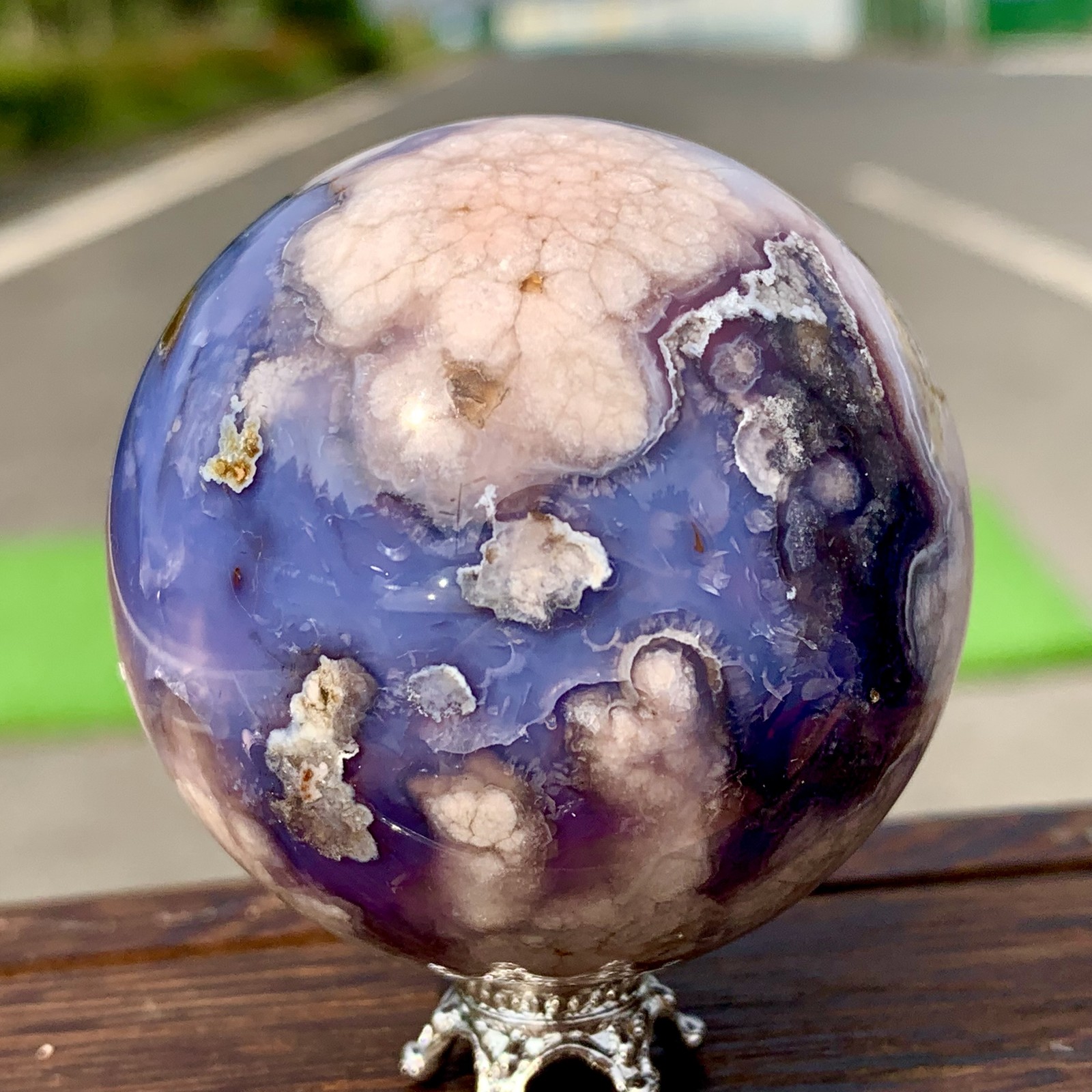 175G Natural Sakura Agate Quartz Sphere healing ball Specimen