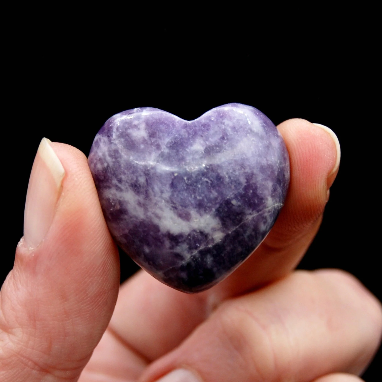 ONE 30mm Mini Lepidolite Crystal Heart, Madagascar