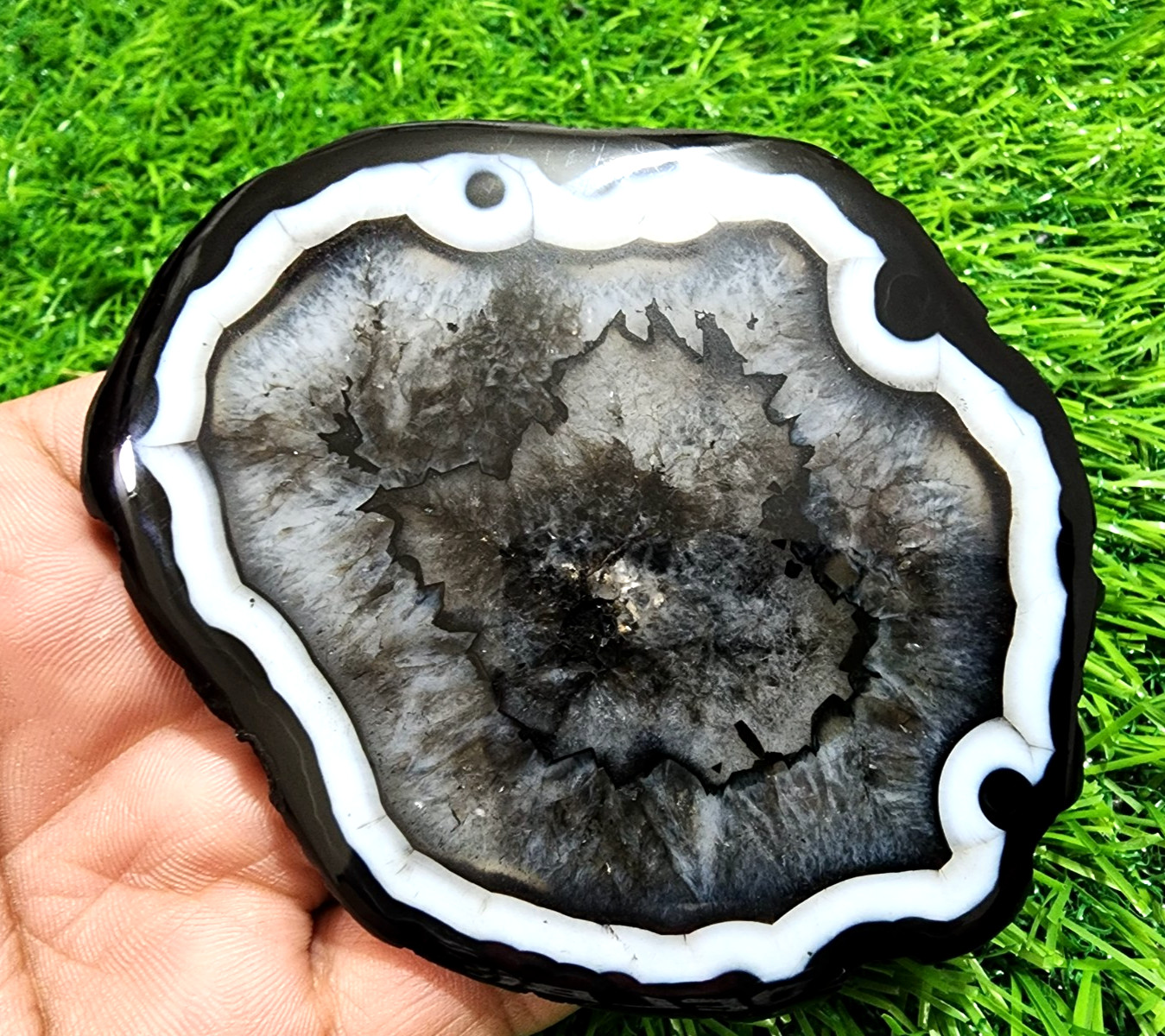 Massive 282ct Slice Agate Druzy Crystal Polished Geode Slab Gemstone For Jewelry
