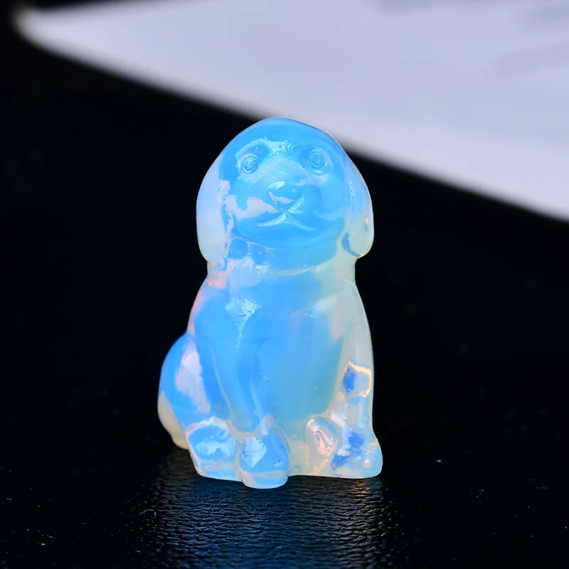 1pc 3.5cm crystal carved dog, meditation stone crystal gift for home decor