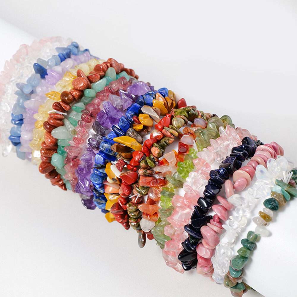 1pc Crystal Gemstone Chips Beads Stretchy Bracelet Reiki Chakra Fashion Jewelry