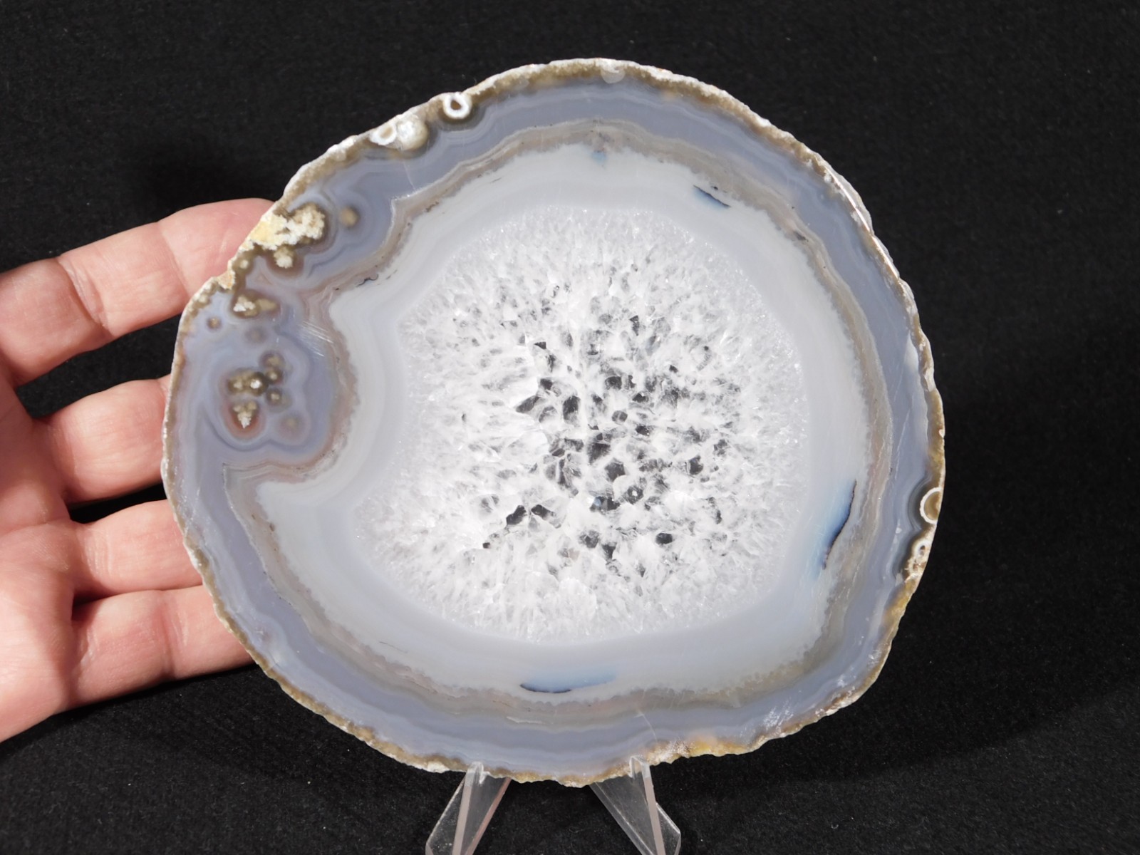 Polished QUARTZ Crystal Nodule Slab With Banded Agate Brazil 176gr