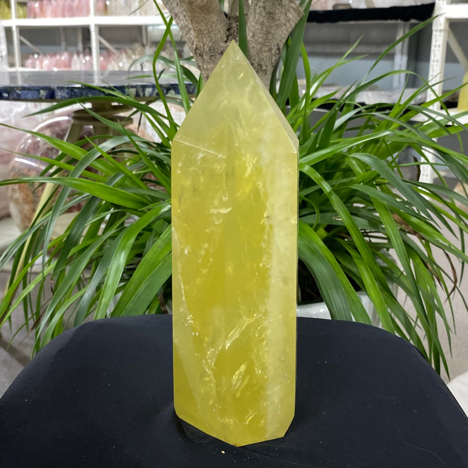 3.94LB Natural Clear Yellow Crystal Obelisk Quartz Energy Tower Point Reiki Heal