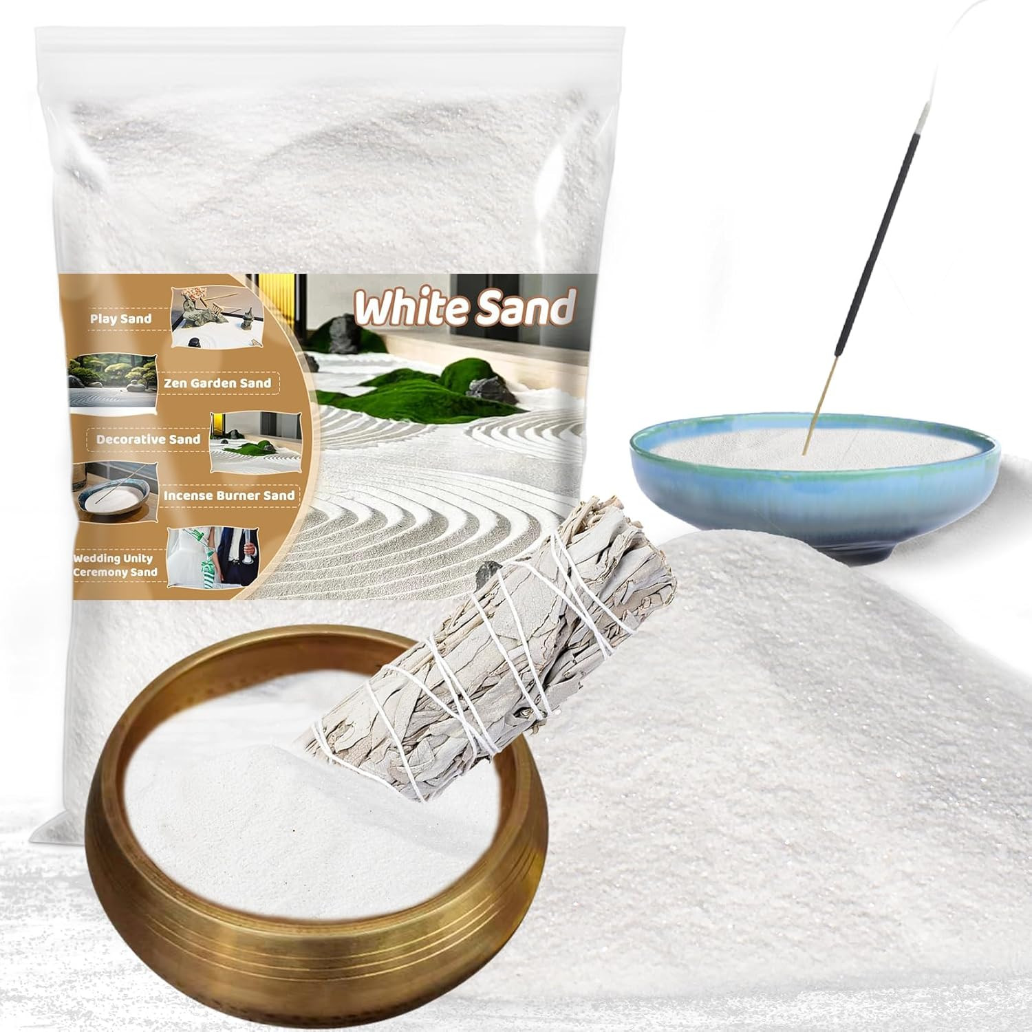 15 OZ Fine White Sand for Crafts – Quartz Zen Garden 15 OZ