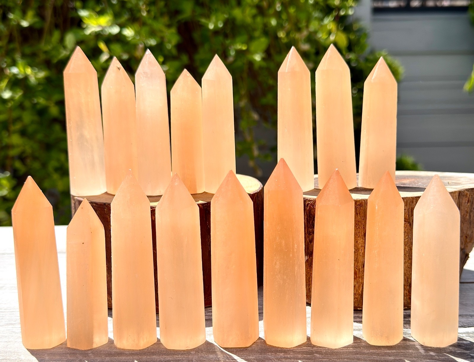 Wholesale Lot 2 Lb Natural Peach Selenite Aka Satin Spar Obelisk Tower Point