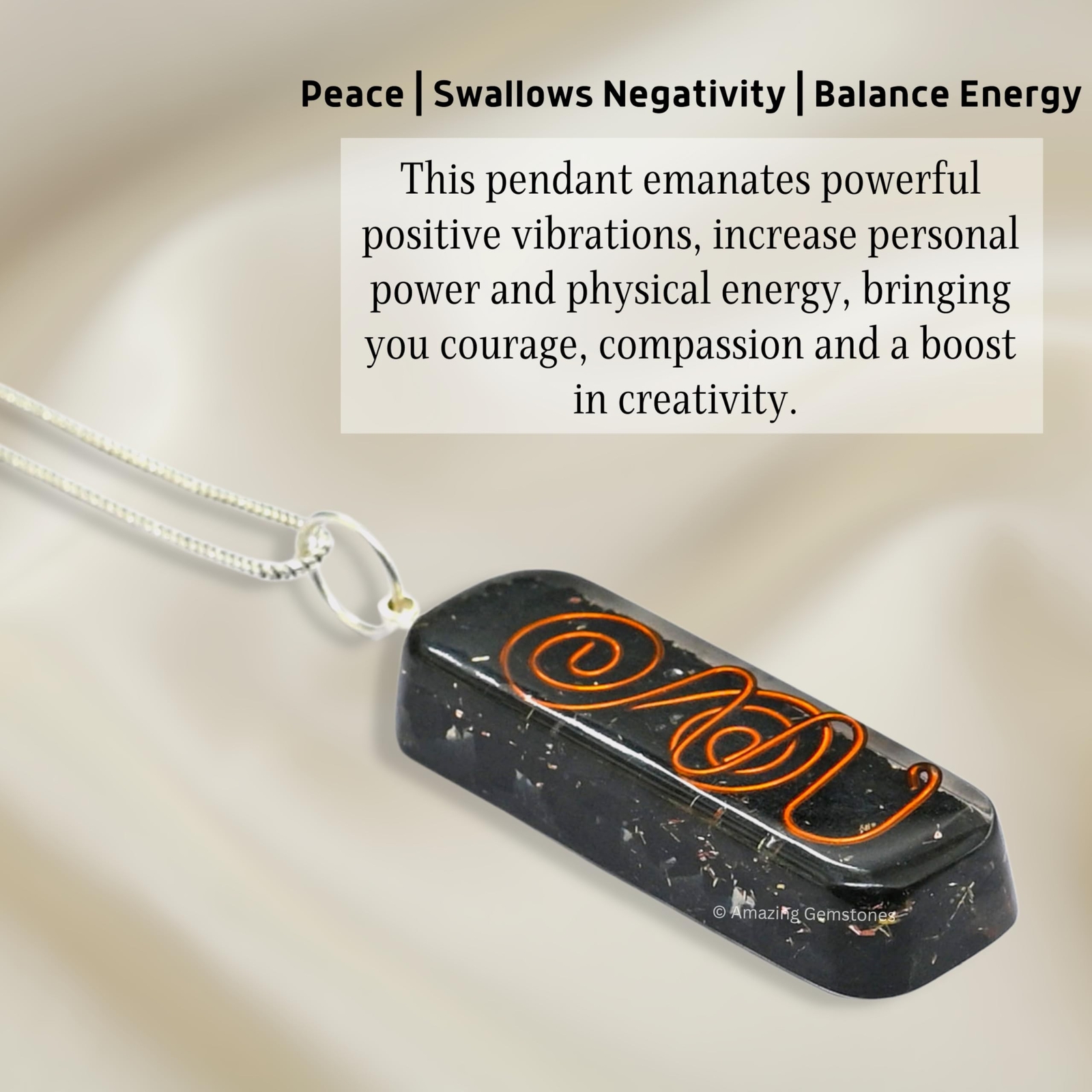 Amazing Gemstone Shungite Orgone Healing Pendant Necklace for Protection for …