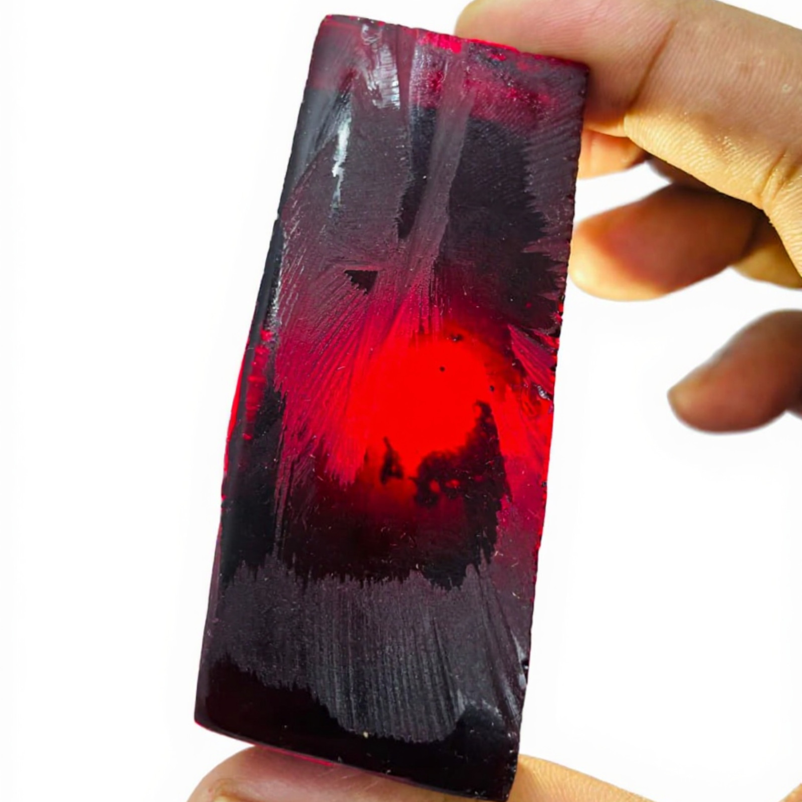 Lab-Grown Red Ruby Slice 425-525CT Synthetic Rectangular Gemstone for Jewellery