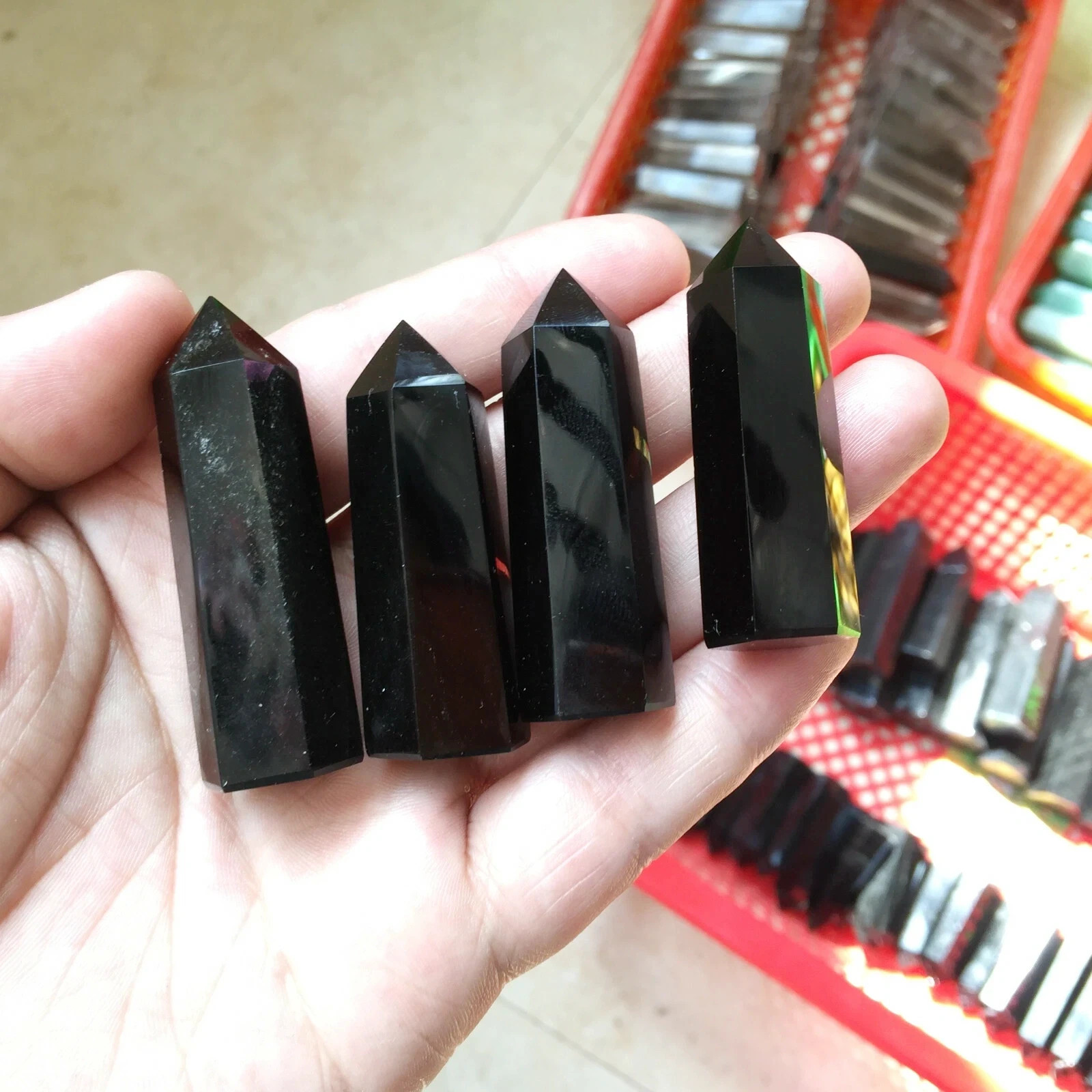 10PCS Natural Obsidian Quartz Obelisk Point Crystal Tower Healing 5-5.5CM