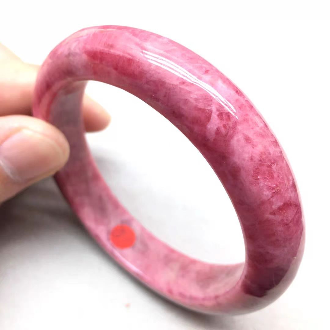 Genuine Natural Rose Quartz Crystal Round Bangle 57mm Adult Collectibles