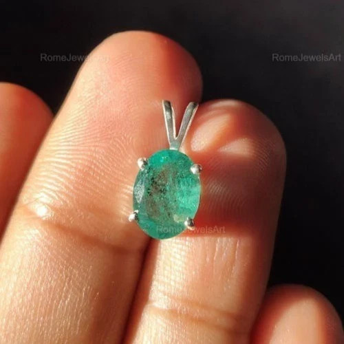 Natural Certified 15Ct Green Emerald Oval IGL Loose Gems 925 Silver Pendant 6JHD
