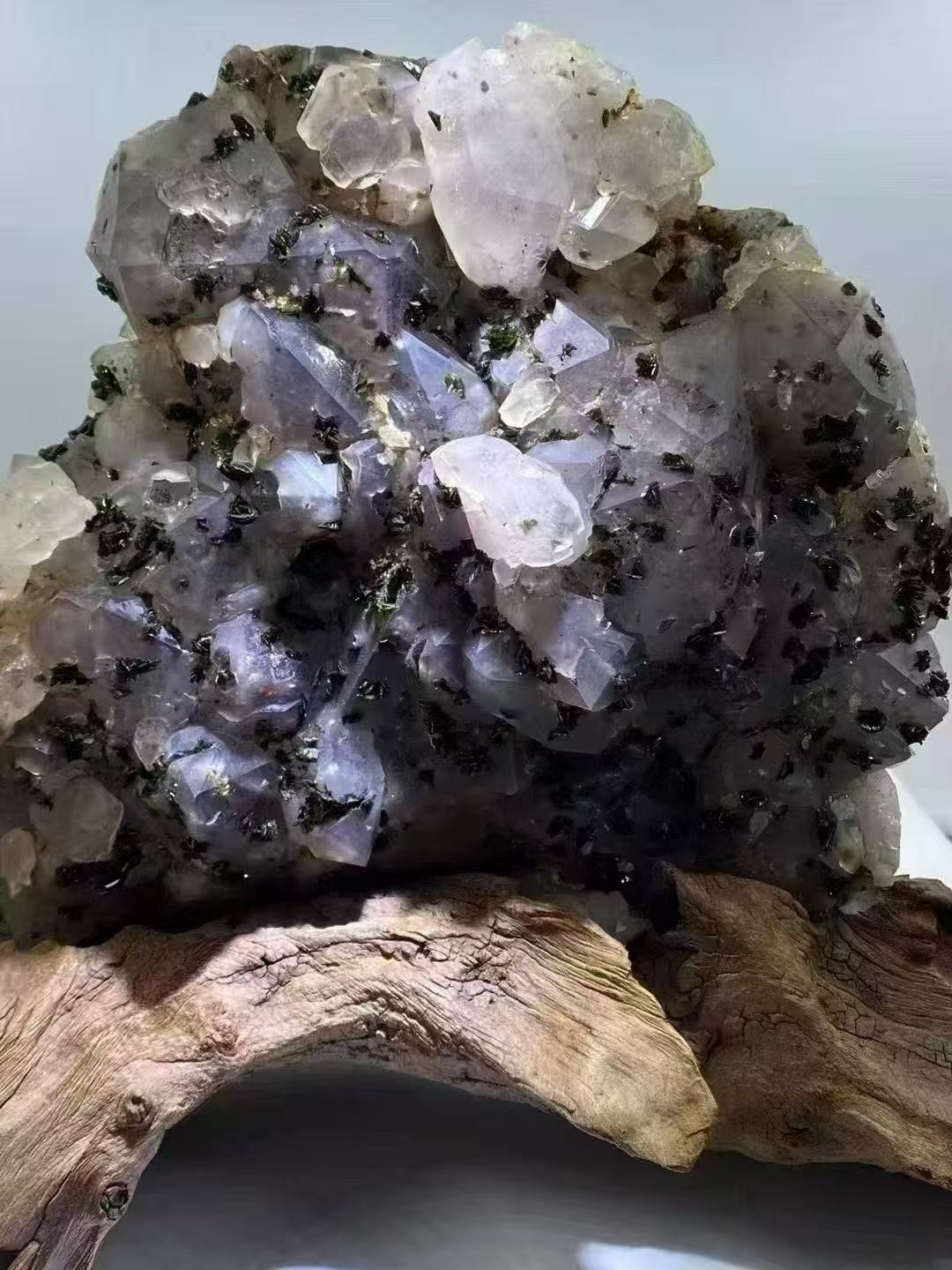 3.83LB Natural Super Seven Green Lotus Stone Quartz Cluster Crystal Reiki Decor