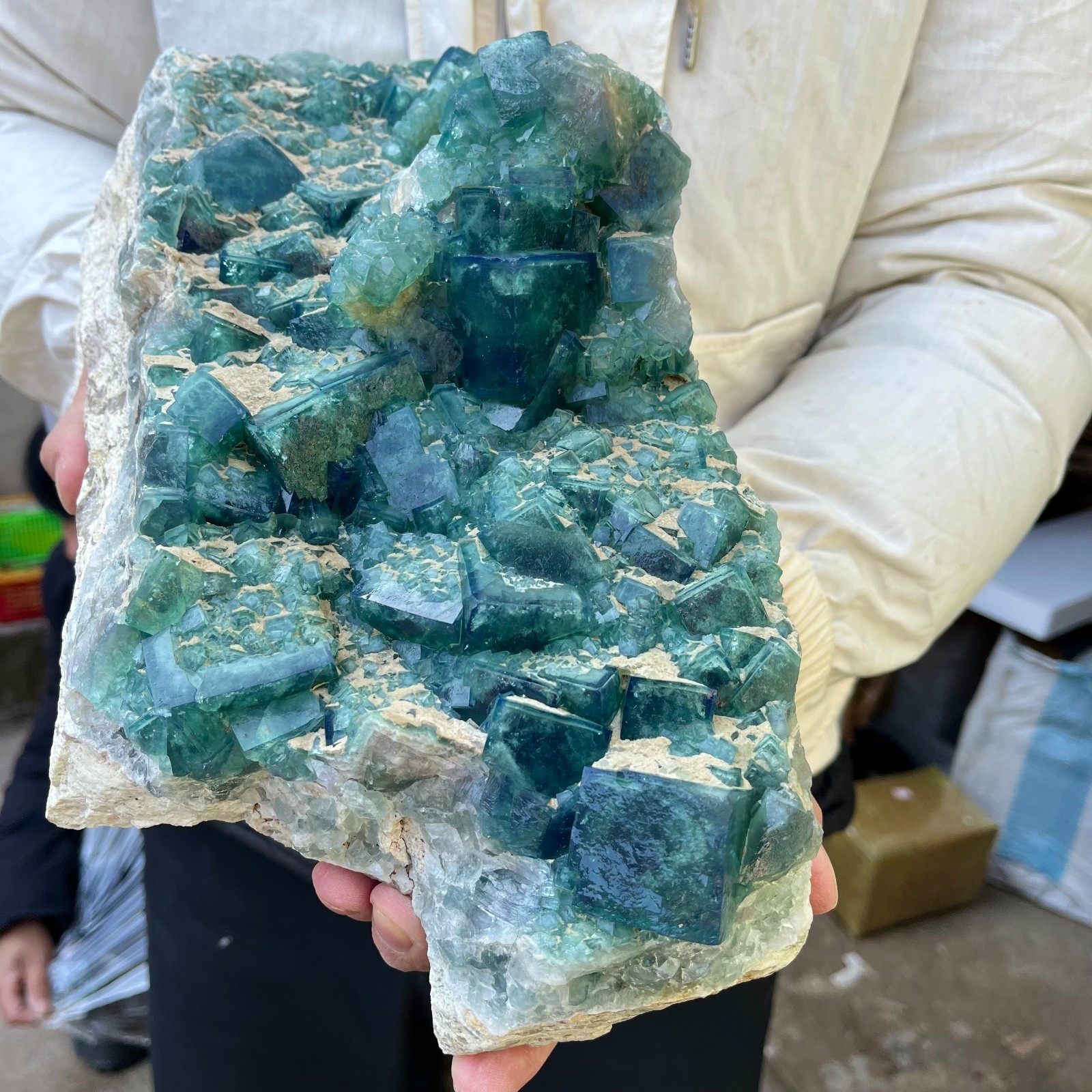 22lb Natural Green cube FLUORITE Quartz Crystal Cluster Mineral Specimen