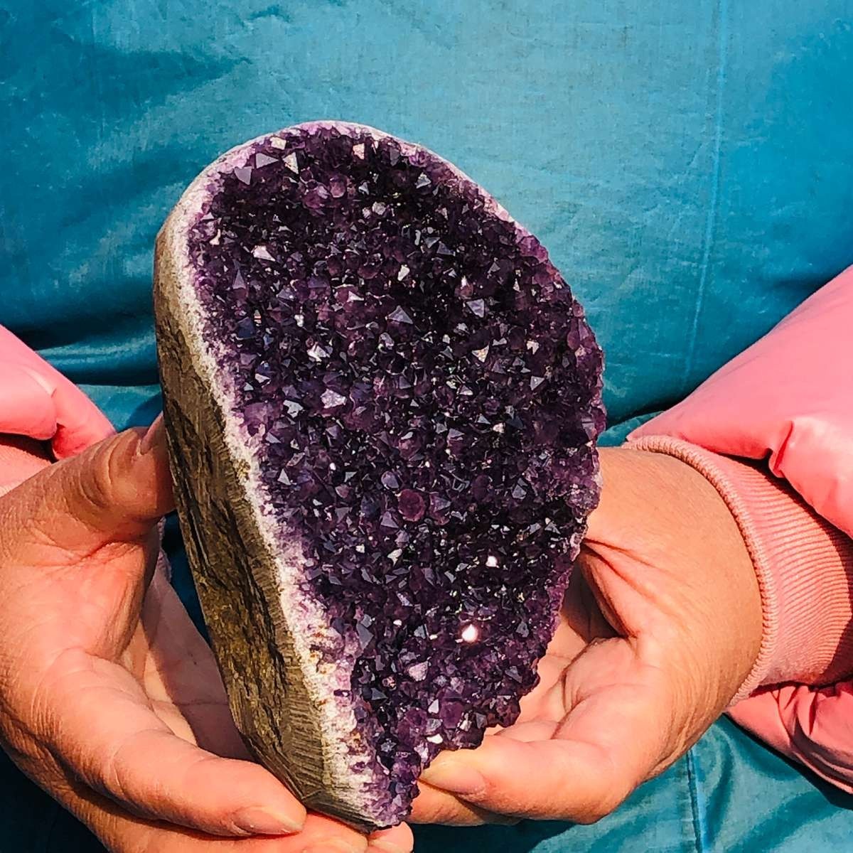 4.35LB 2pcs Natural Amethyst Uruguay Cave Crystal Cluster Specimen Healing