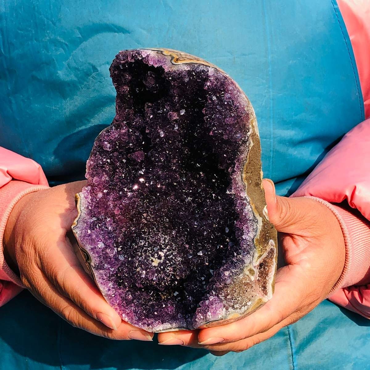 4.35LB 2pcs Natural Amethyst Uruguay Cave Crystal Cluster Specimen Healing