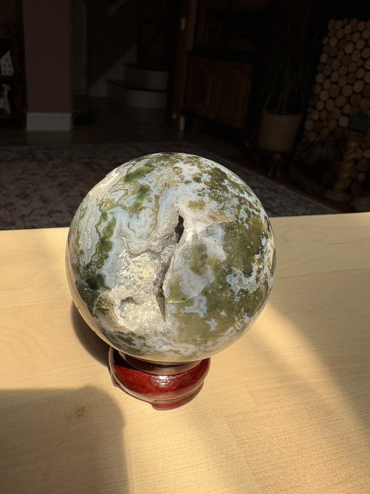 Moss Agate Druzy Sphere Large 8-9cm Natural Crystal Healing Gemstone 562g