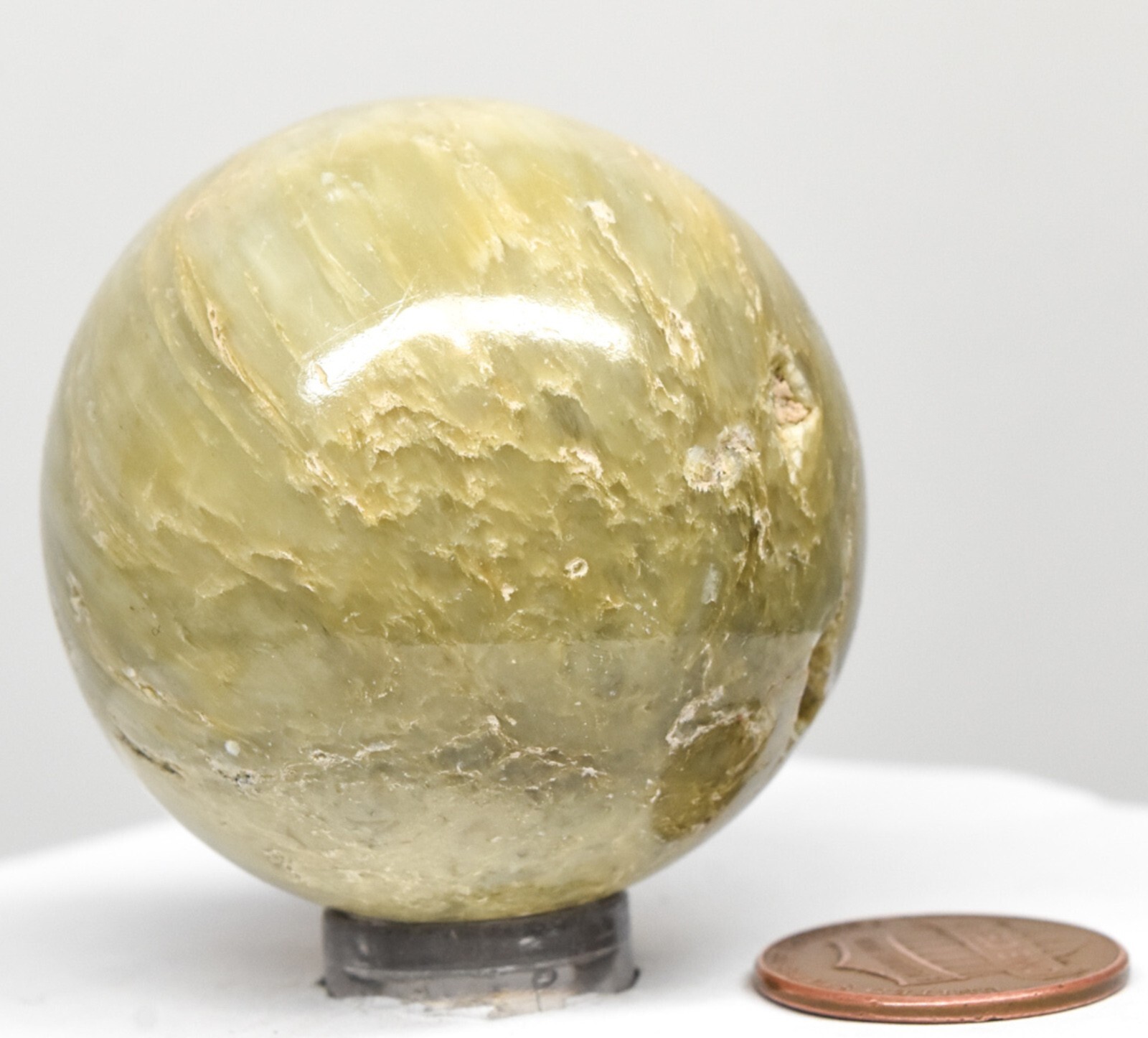 43mm Greenish Stilbite Sphere Polished Natural Zeolite Gemstone Mineral – India