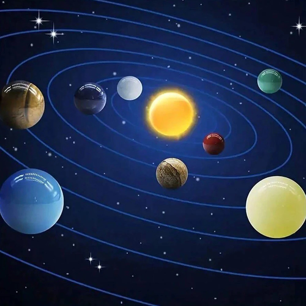 Solar System Crystal Gemstone Planet Set (9 Pieces)