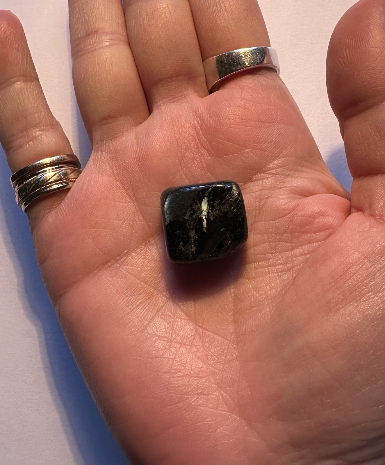 Nuummite Greenland Polished Tumbled Black Crystal Mineral w/ Iridescent Flash