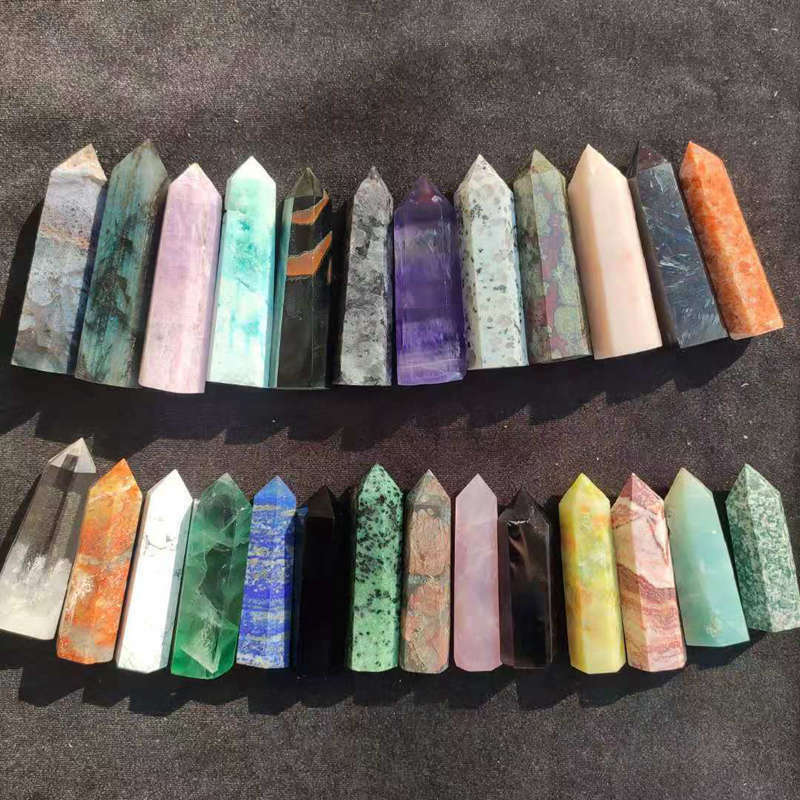 Natural Colorful 3-11CM Quartz Crystal Point Obelisk Hexagonal Healing Mineral#