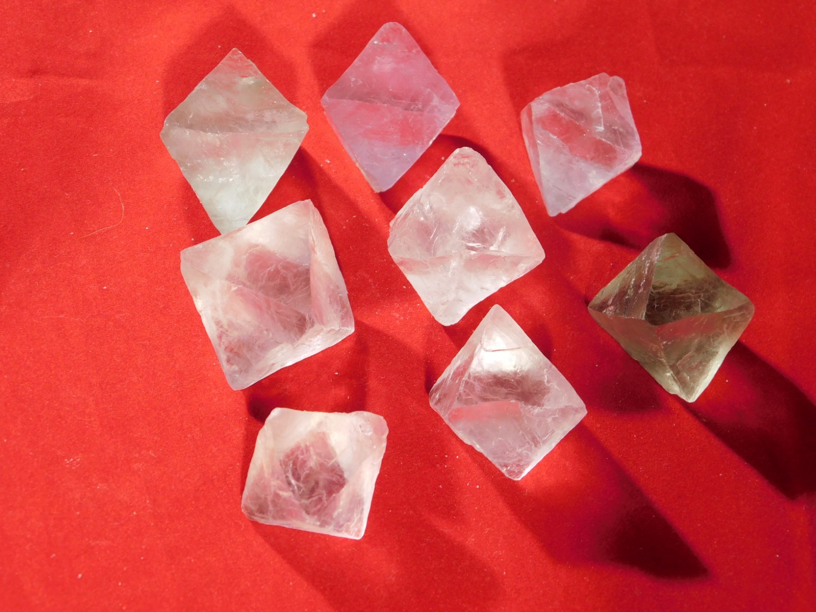 Big Lot of EIGHT! Translucent Octahedron FLUORITE Crystals From China 357gr