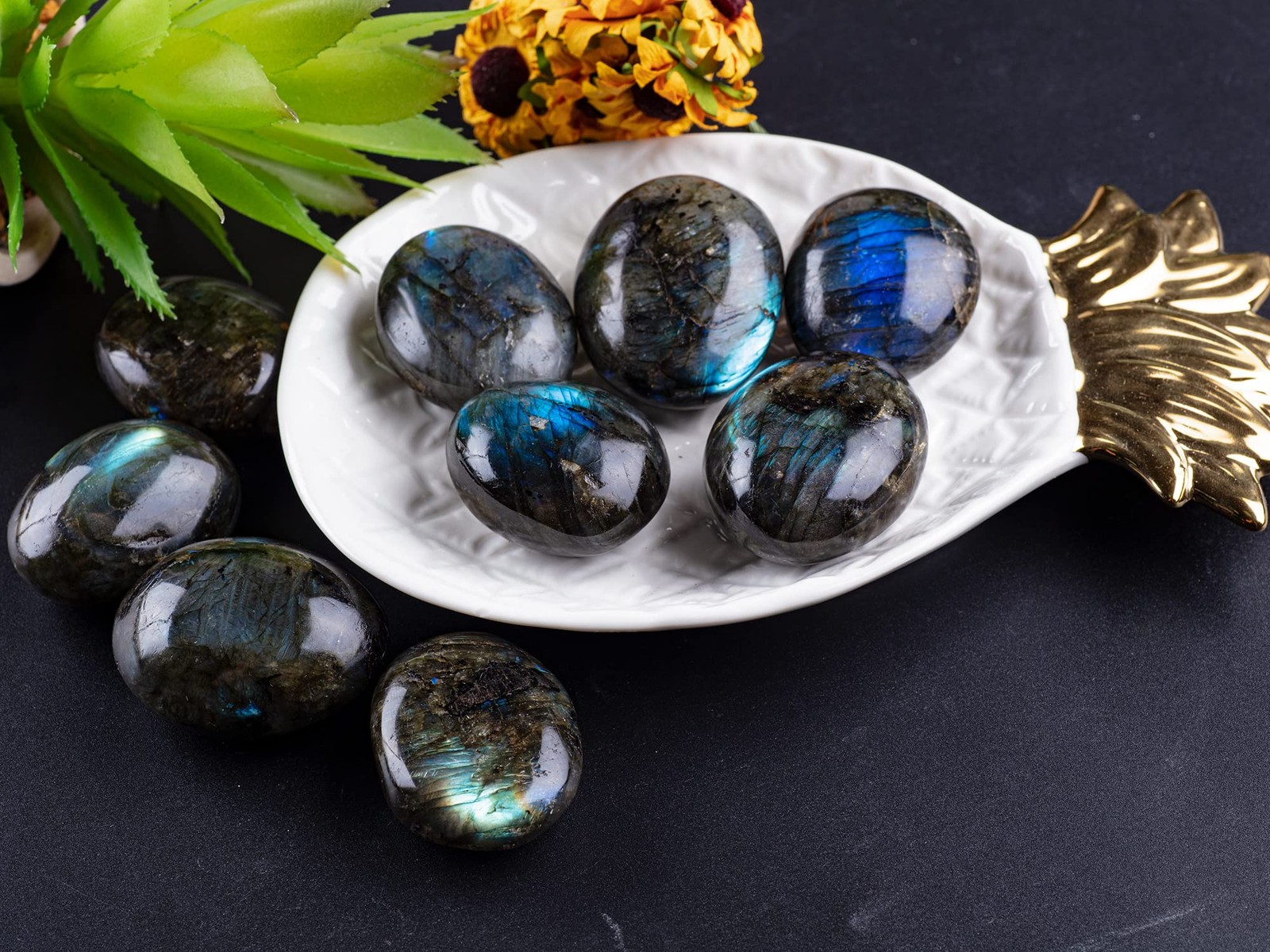 Labradorite Palm Stone 1.5″-2.7″ Polished Gemstone Worry Stone Multicolor