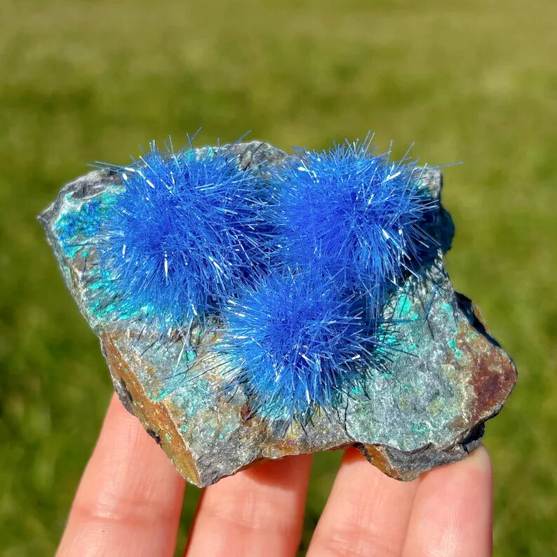 Raw Rough Dandelion Zeolite Cluster Blue Cave Quartz Crystal Specimen Decoration