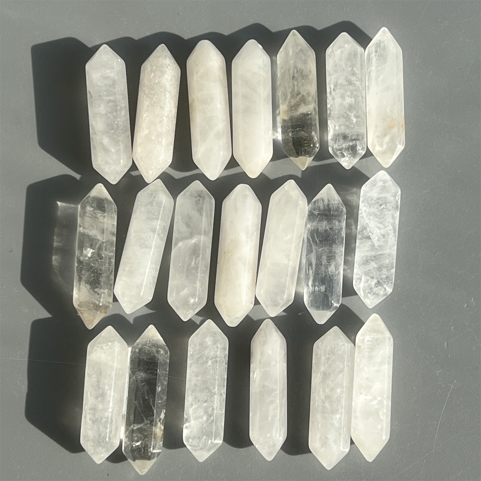10pc natural clear quart obelisk quartz crystal wand double point reiki healing~