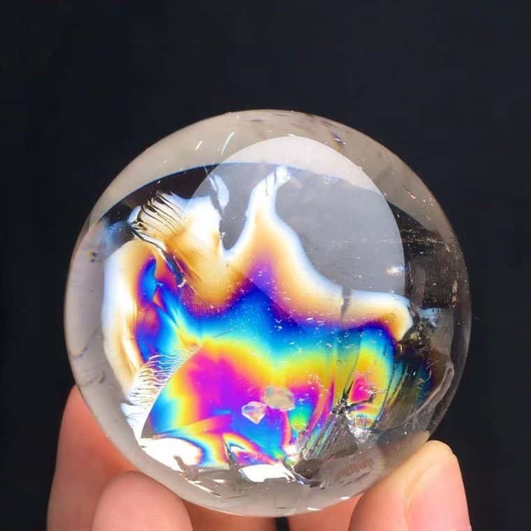 Top Natural Clear Quartz Rainbow Ball 46mm Crystal energy sphere Reiki Healing