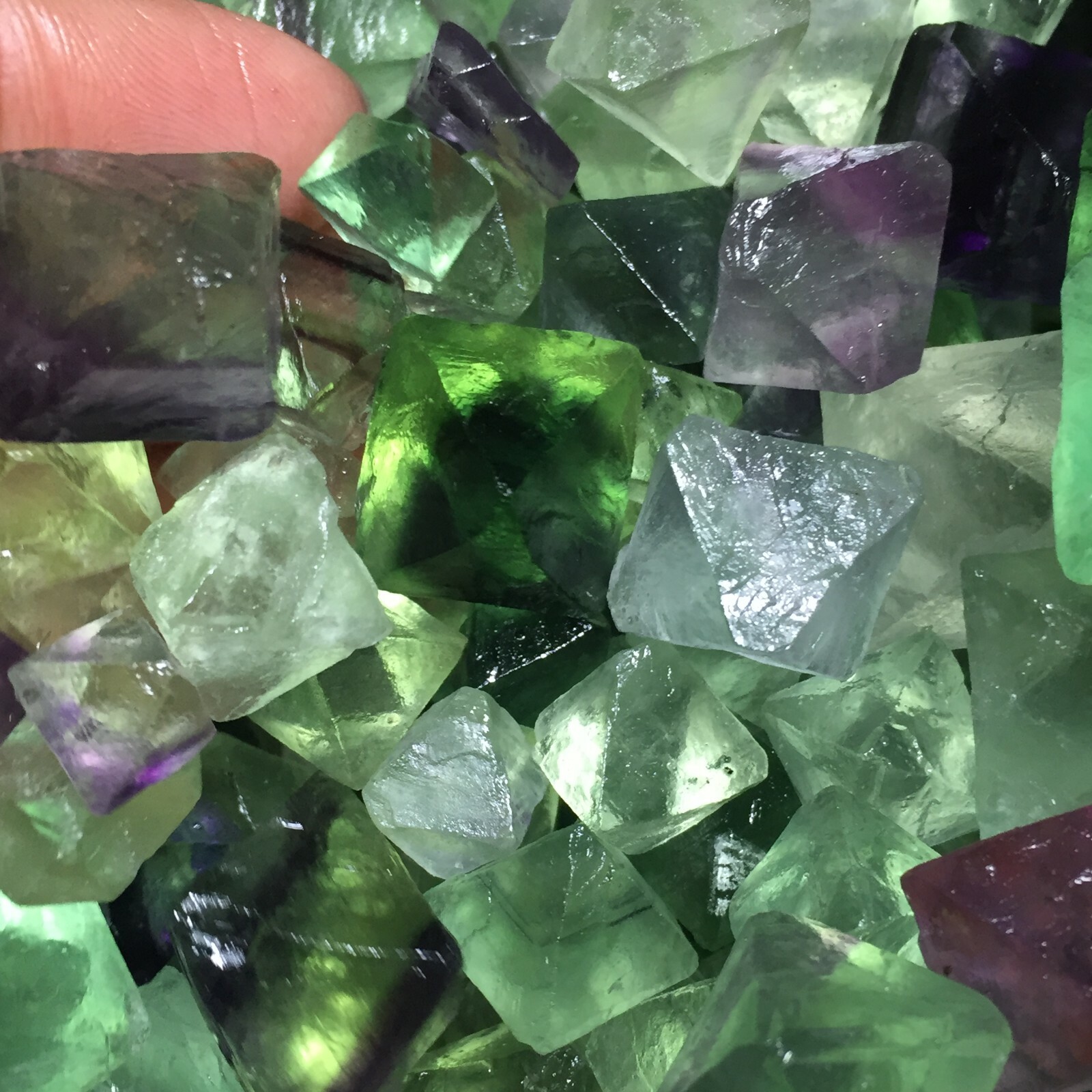 1000g Mix Bulk Octahedron Fluorite Stone Crystal Rainbow Colorful Tumbled Stones