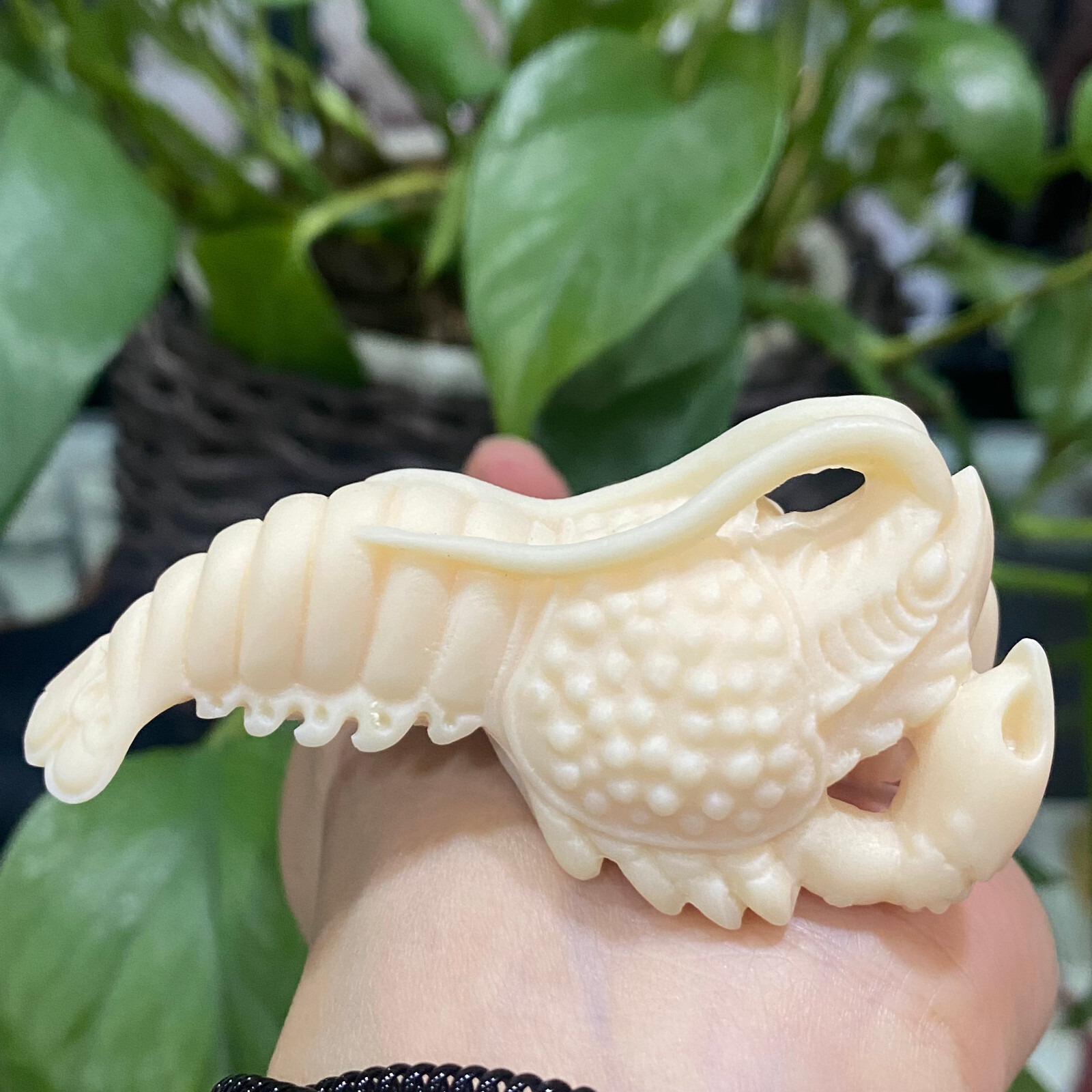 3” Top Natural Genuine Tagua Nut hand Carved Lobster Reiki Decoration Gift ,1pc