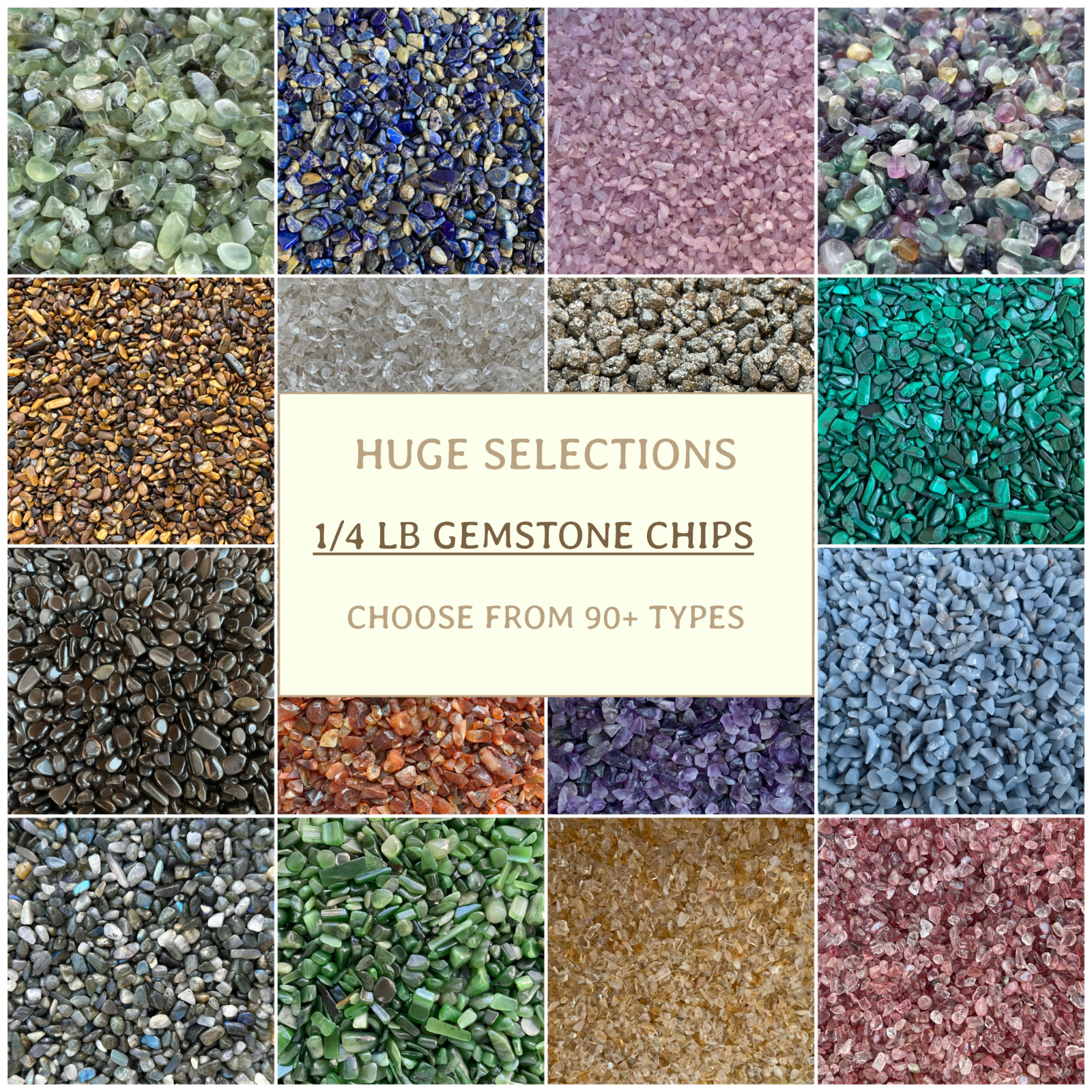 1/4 lb Gemstone Chips, Choose 90+ Types Semi Tumbled Stones, Loose Mini Chips
