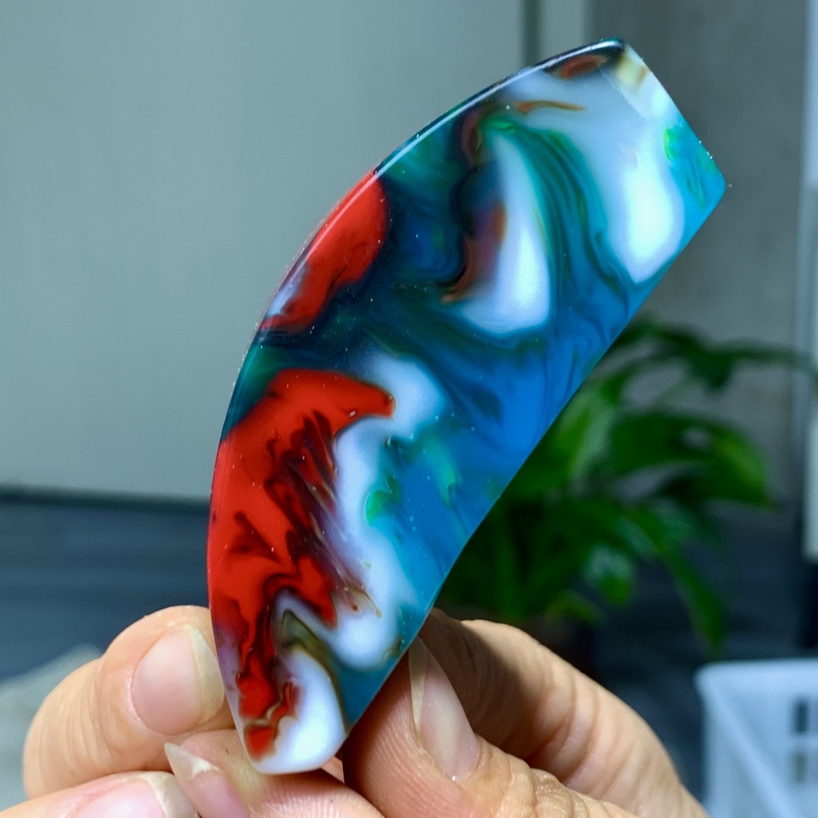 80G Natural NanHong Agate block multicolored Pattern Cabochon mineral Crystal