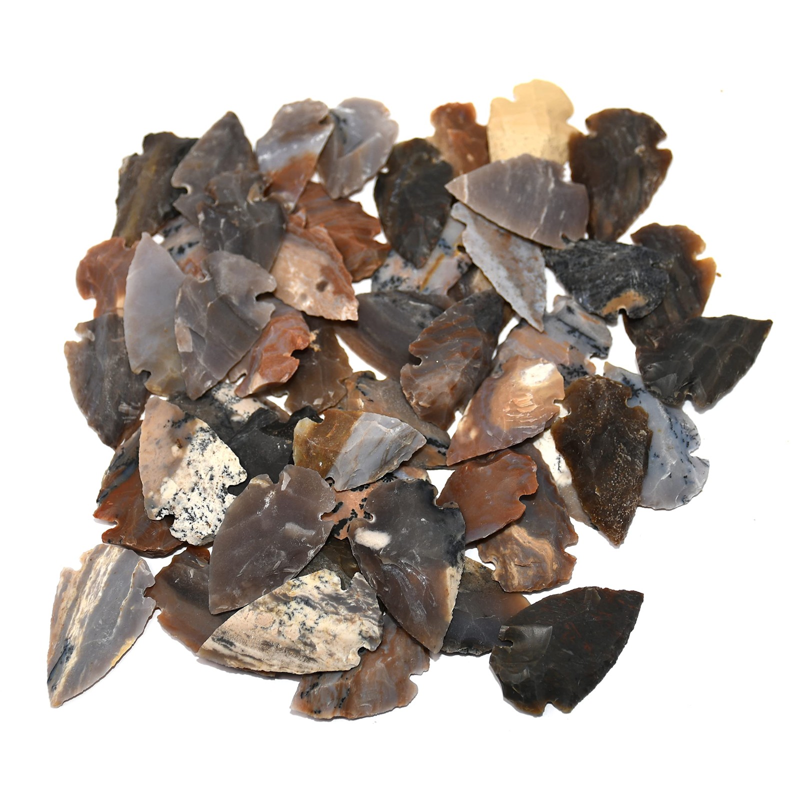 Indian Agate Arrowhead 1″-1.5″ Hand Knapped Natural Stone Set of 50 Pcs