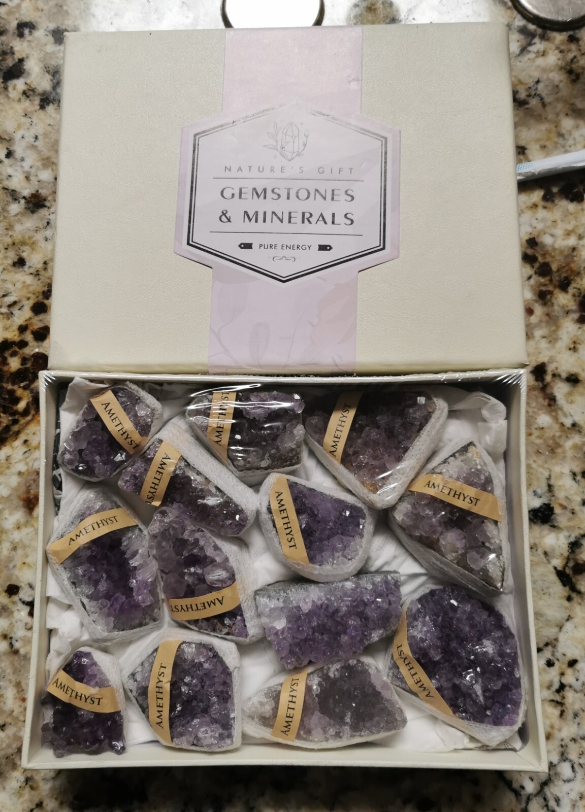 Natural Amethyst Quartz Crystal Gift Box Mineral Specimen Reiki Healing 1+LB