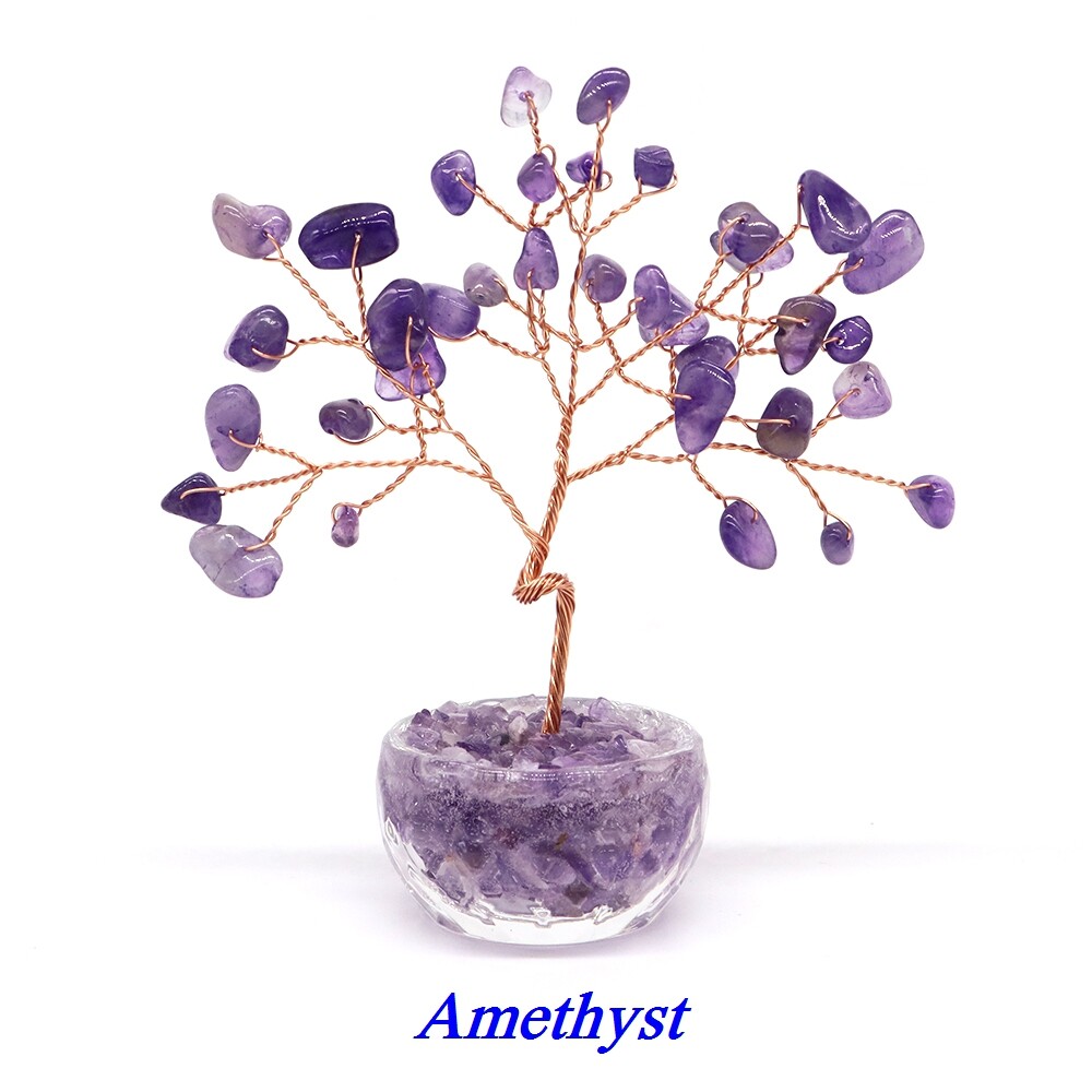 Money Tree Potted Plants Stone Crafts Reiki Chakra Trees Christmas Home Decor