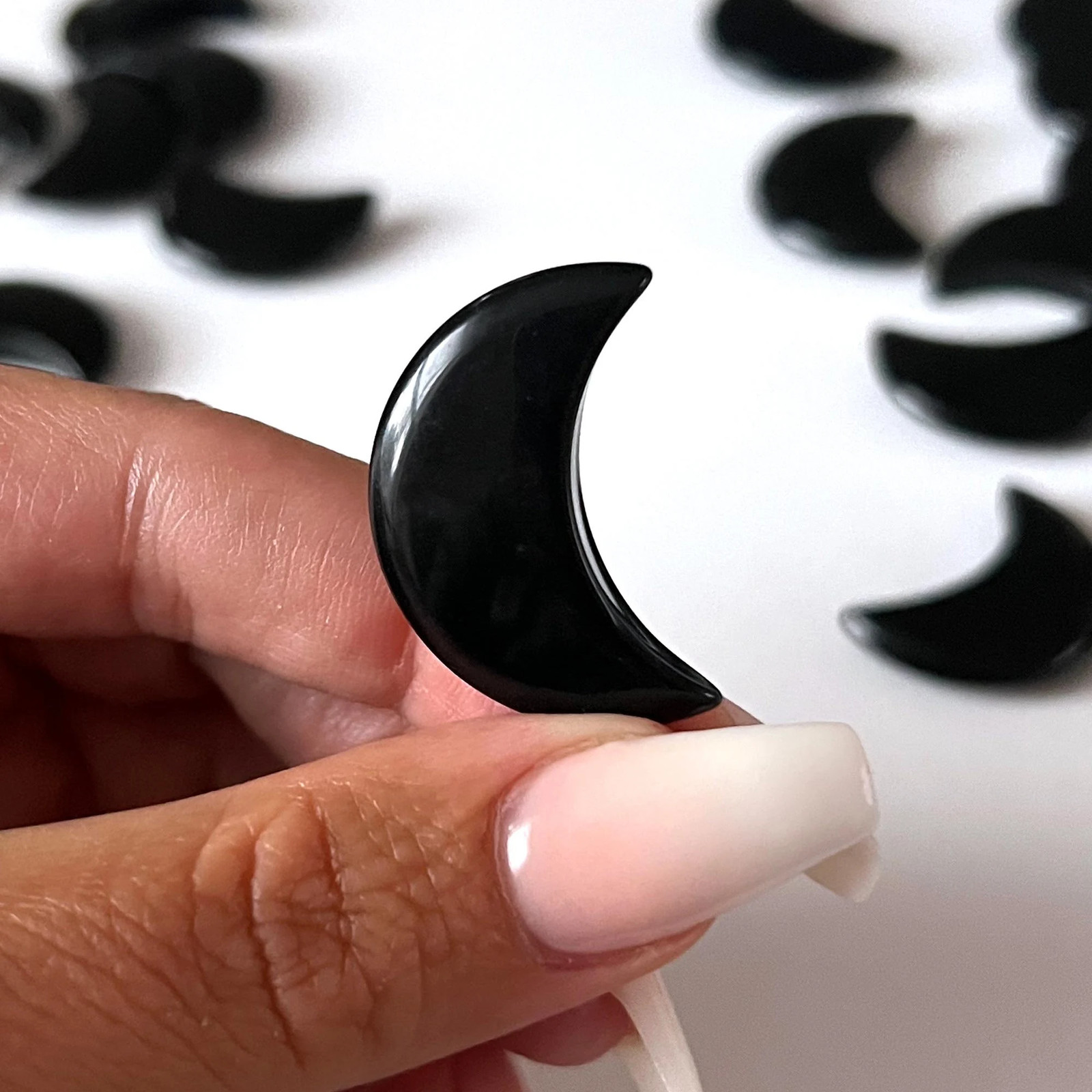Black Obsidian Crescent Moon | Protection | Grounding | Negativity Blocker