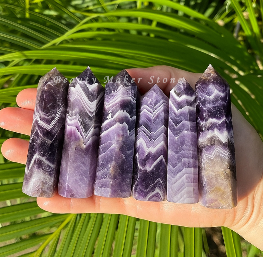 Natural Dream Amethyst Quartz Wand Obelisk Crystal Specimen Custodian Decor 3.5″