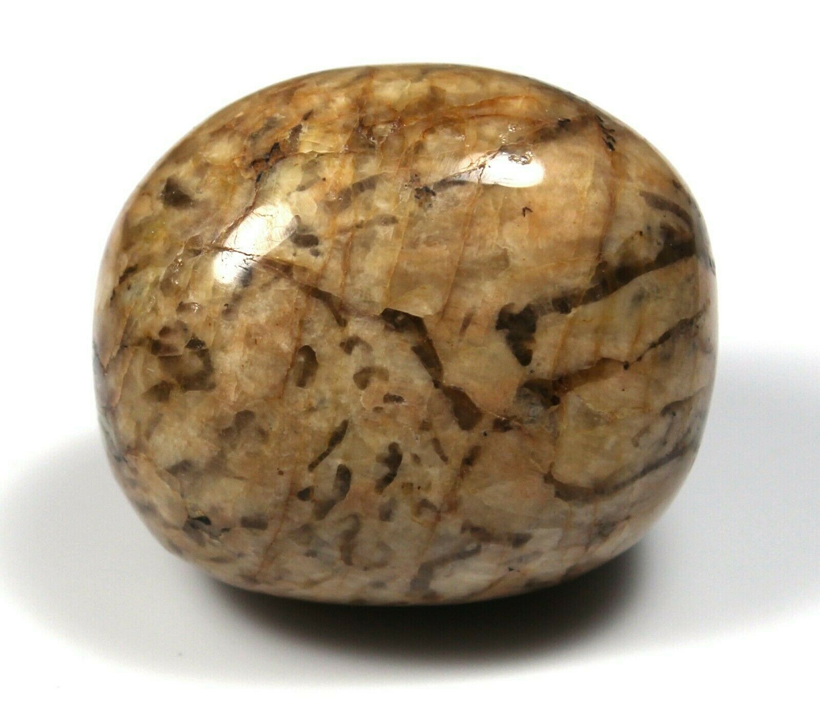 MADAGASCAR ZEBRADORITE GRAPHIC FELDSPAR W/ SMOKY QUARTZ 2.0″ x 1.7″ PALM STONE