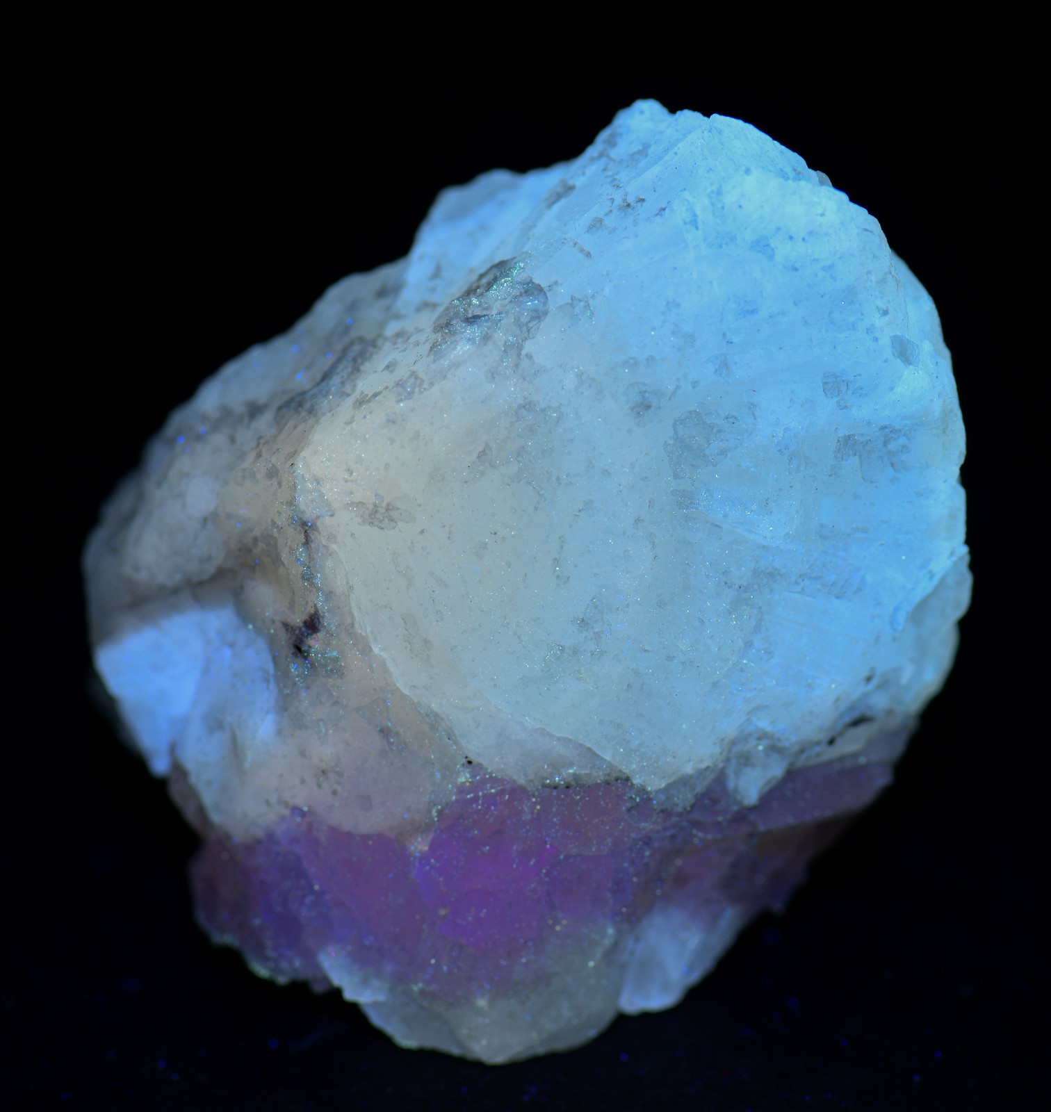 Witherite, Calcite, Alstonite etc, UV. Minerva Mine, Illinois. 144 grams.