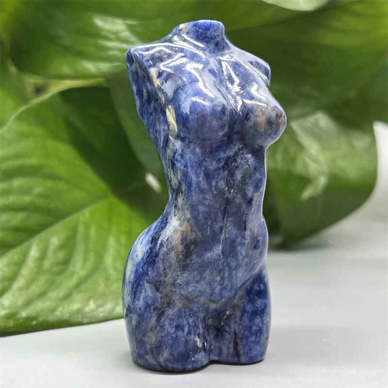 3″ Natural sodalite carved quartz gem Women Naked skull crystal skull Random 1PC