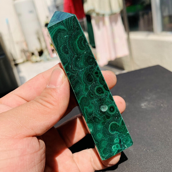 TOP! 187g Natural Malachite Quartz Crystal wand point oblisk healing