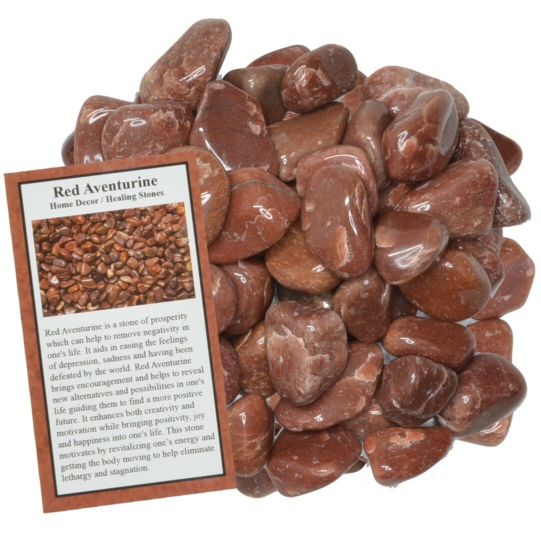 3 lbs Red Aventurine Tumbled Stones – Grade 2 – Small – 0.75″ to 1.25″ Avg.