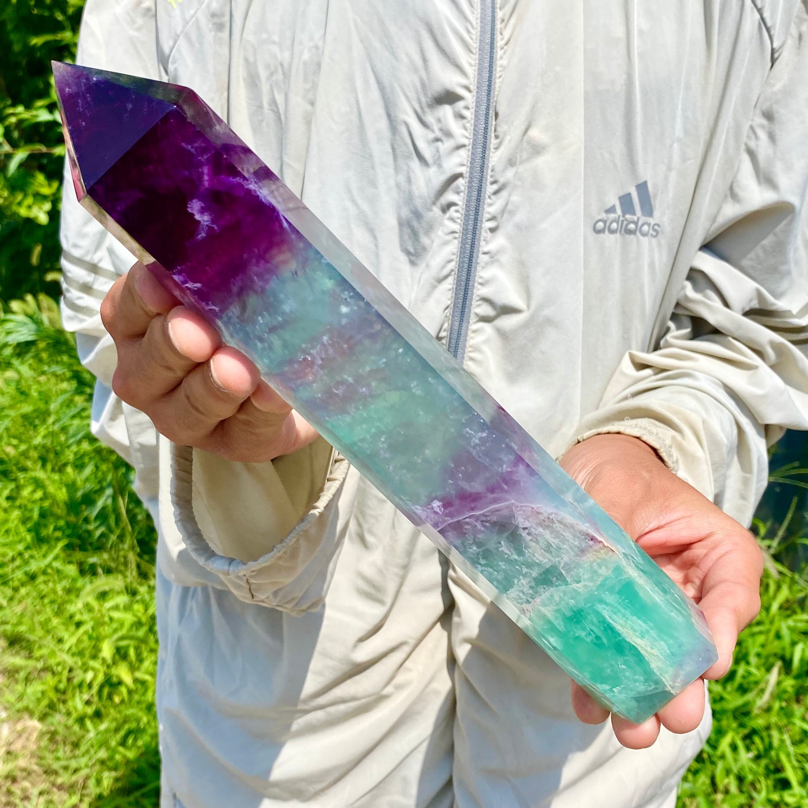 2.66LB Natural Fluorite Crystal Column Magic Wand Obelisk Point Earth Healing