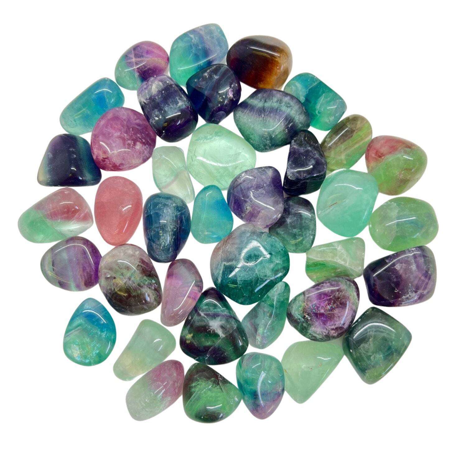 Rainbow Fluorite Tumbled Stone – Polished Natural Fluorite Crystal