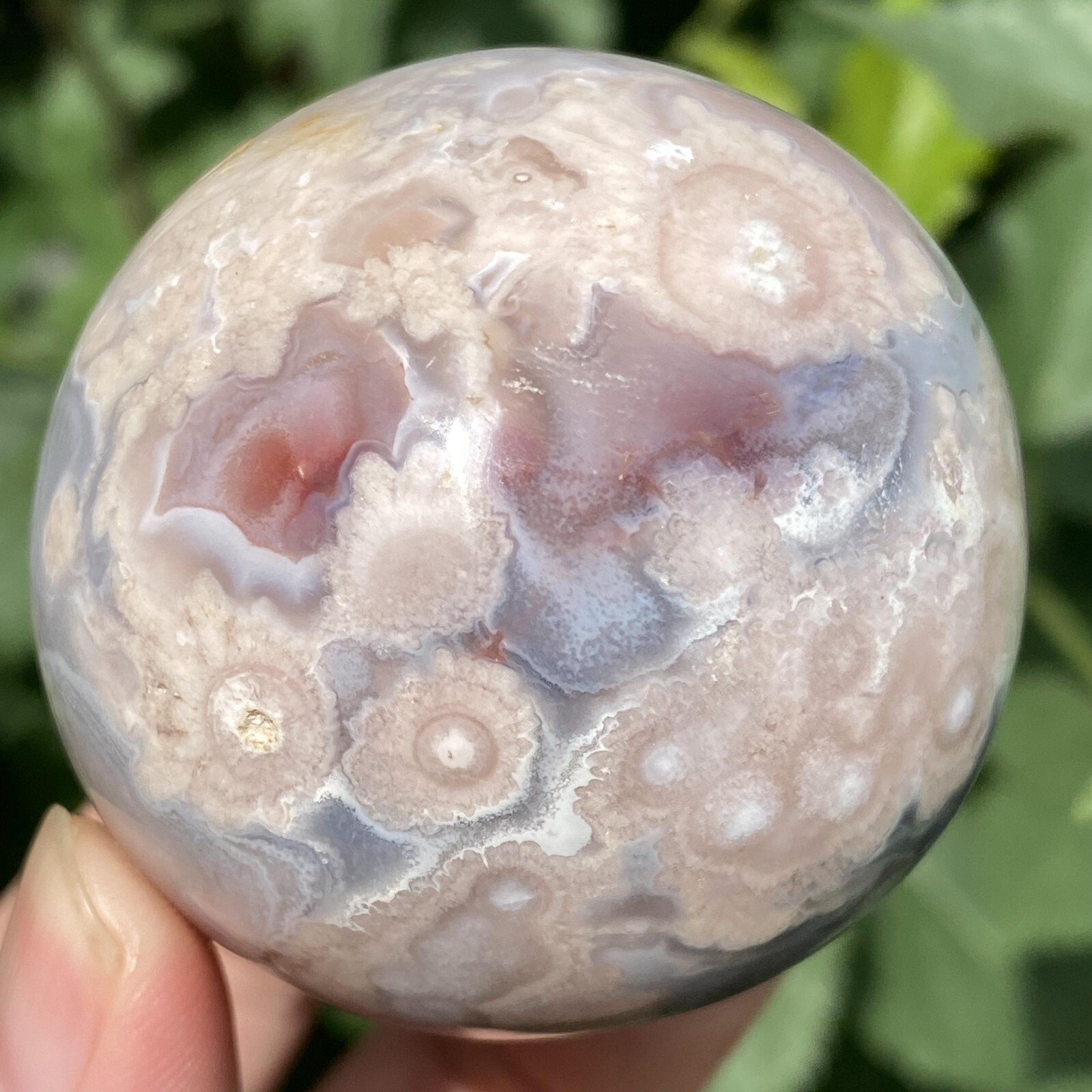 204g Natural Flower Agate Sphere Crystal Quartz Healing Reiki